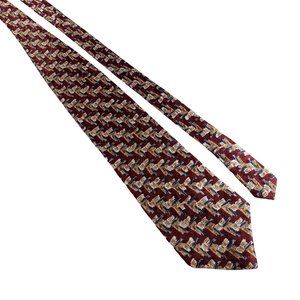 J Garcia Mens Designer Necktie Vintage Collectors Edition Maroon Blue Office